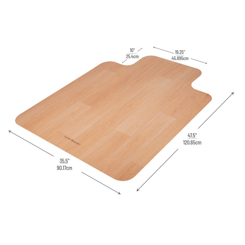 Mind Reader Office Chair Mat for Hardwood Floors, Under Desk Floor Protector, Rolling, PVC, 35.5" L x 47.50" W x 0.0625" H, Woodtone - Image 3